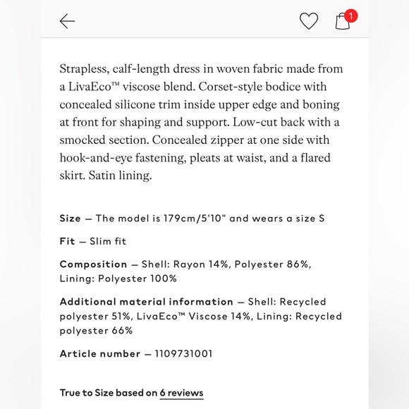 H&M STRAPLESS DRESS - Picture 9 of 9